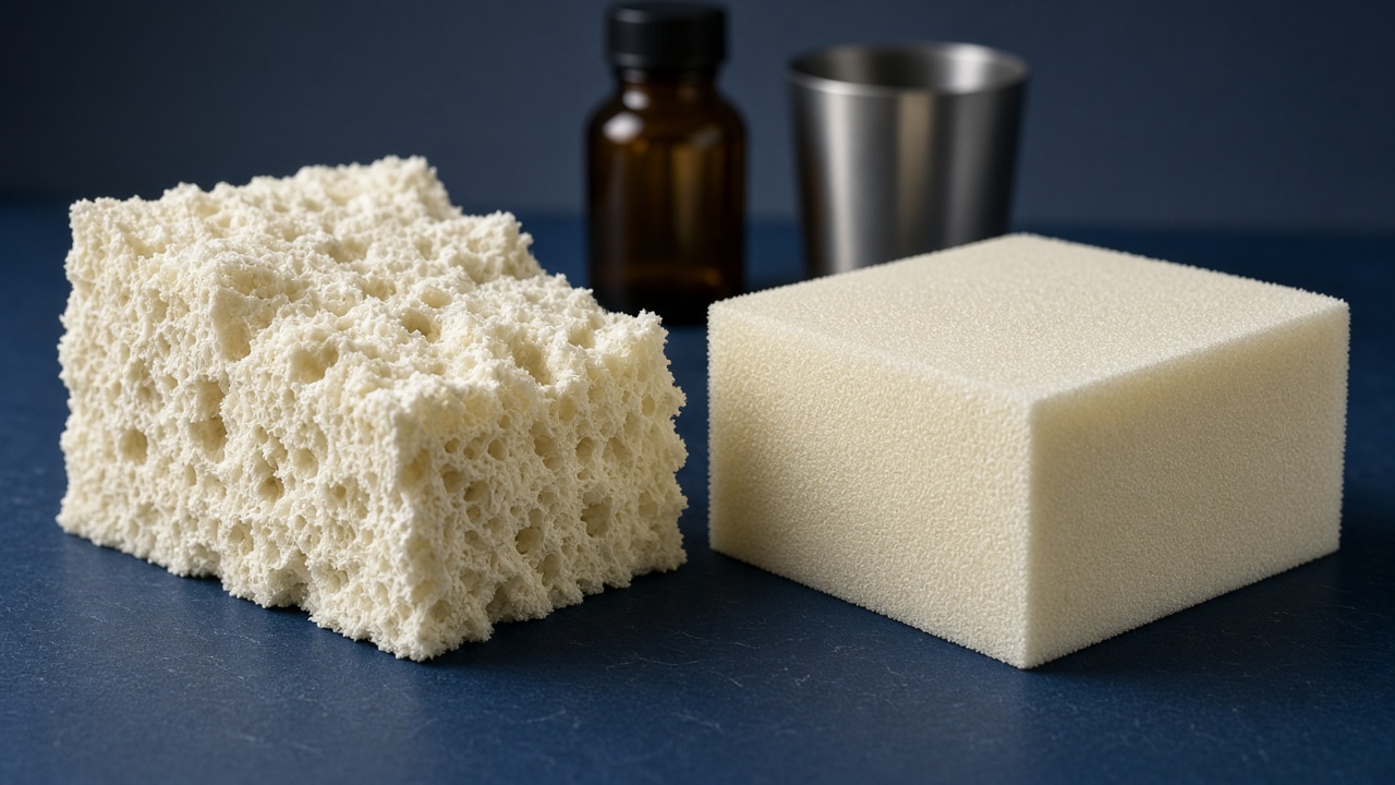Open-cell and closed-cell foam samples